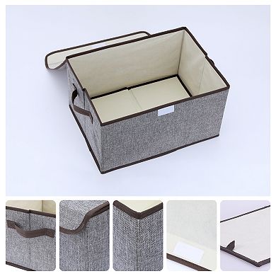 Fabric Storage Bin Cube with Handles and Lid for Shelves Closet, Collapsible Storage Basket