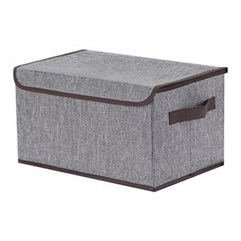 Fabric Storage Bin Cube with Handles and Lid for Shelves Closet, Collapsible Storage Basket