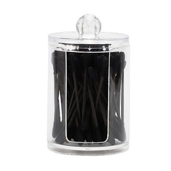 Lid-U-shaped Open Cup Acrylic Cotton Swab Jar for Bathroom Kitchen Clear 1 pc