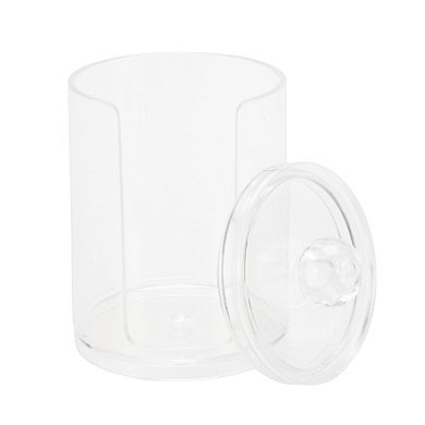 Lid-U-shaped Open Cup Acrylic Cotton Swab Jar for Bathroom Kitchen Clear 1 Pc