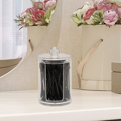 Lid-U-shaped Open Cup Acrylic Cotton Swab Jar for Bathroom Kitchen Clear 1 Pc