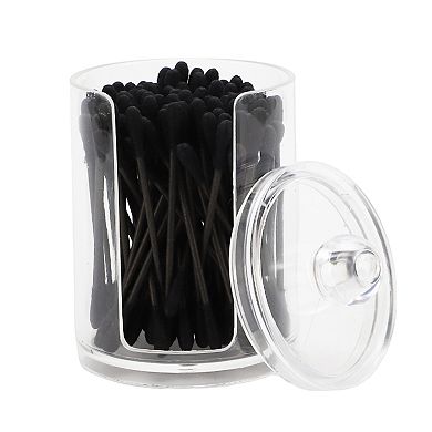 Lid-U-shaped Open Cup Acrylic Cotton Swab Jar for Bathroom Kitchen Clear 1 Pc
