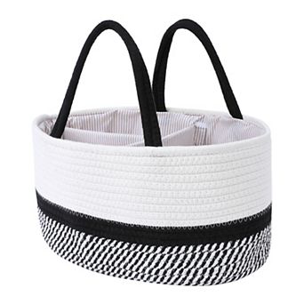 1 pc Woven Storage Basket, Shelf Closet Storage Bin for Blankets, Organizer Bin with Handles