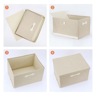 Storage Cube, Fabric Storage Bin with Lid and Handle for Shelves Closet, Collapsible Storage Basket