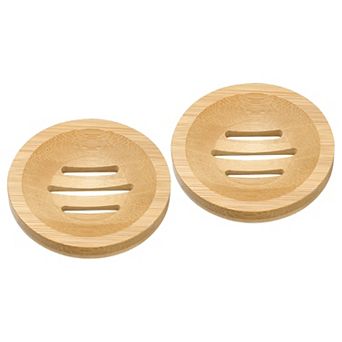 Wooden Soap Dish, 2Pack Soap Saver Tray Self Draining Soap Holder for Bathroom