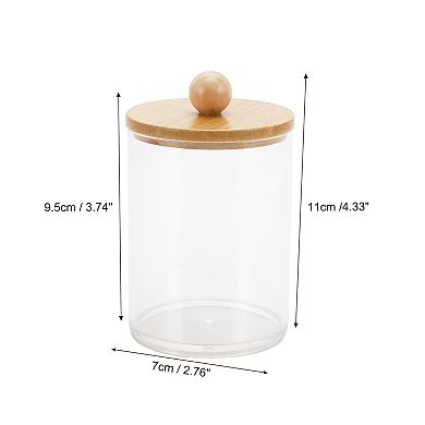 Lid-round Cylindrical Cover Acrylic Wood Cotton Swab Jar 1 Pc