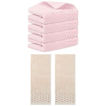 6 Pack Embroidery Pattern Hand Towels Set, Cotton Hand Towels Set 14" x 30"