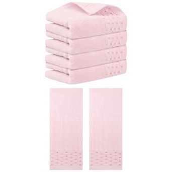 6 Pack Embroidery Pattern Hand Towels Set, Cotton Hand Towels Set 14" x 30"