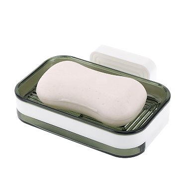 Wall Mounted Double Layer Soap Dish for Bathroom Kitchen 4.96"x3.39"x1.02" 1 Pc