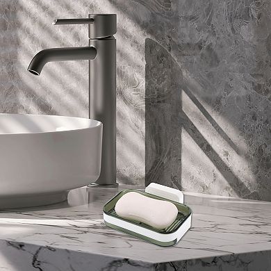 Wall Mounted Double Layer Soap Dish for Bathroom Kitchen 4.96"x3.39"x1.02" 1 Pc