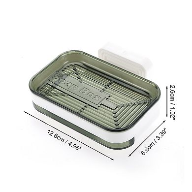 Wall Mounted Double Layer Soap Dish for Bathroom Kitchen 4.96"x3.39"x1.02" 1 Pc