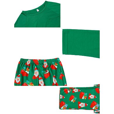 Pajamas Santa Loungewear Set Long Sleeve Pjs Set for Children