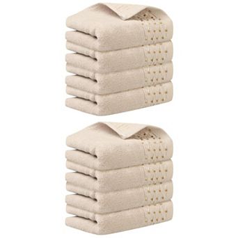 8 Pack Embroidery Pattern Hand Towels Set, Cotton Comfortable Hand Towels Set 14" x 30"