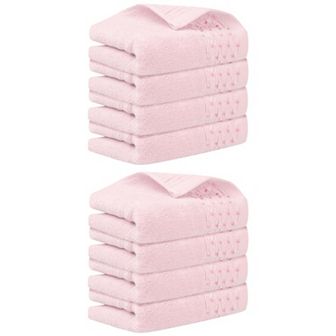8 Pack Embroidery Pattern Hand Towels Set, Cotton Comfortable Hand Towels Set 14" x 30"