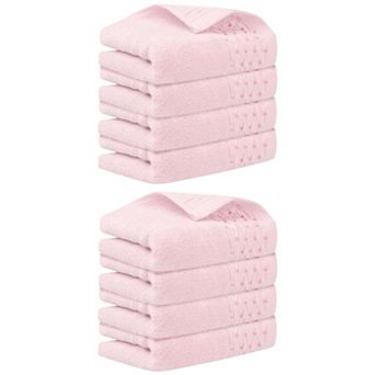 8 Pack Embroidery Pattern Hand Towels Set, Cotton Comfortable Hand Towels Set 14" x 30"
