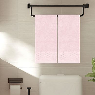 4 Pack Embroidery Pattern Hand Towels Set, Cotton Comfortable Hand Towels Set 14" x 30"