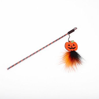 1 pc Convenient Pumpkin Pattern Cat Playing Rod for Indoor Orange