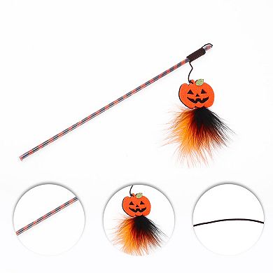 1 Pcs Convenient Pumpkin Pattern Cat Playing Rod for Indoor Orange