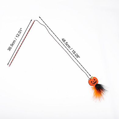 1 Pcs Convenient Pumpkin Pattern Cat Playing Rod for Indoor Orange