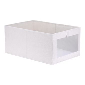 Fabric Storage Bin for Shelves Closet, 1 pc Collapsible Storage Basket Beige 17"x 12"x 8"