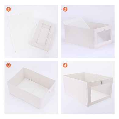 Fabric Storage Bin for Shelves Closet, 1 Pcs Collapsible Storage Basket Beige 17"x 12"x 8"