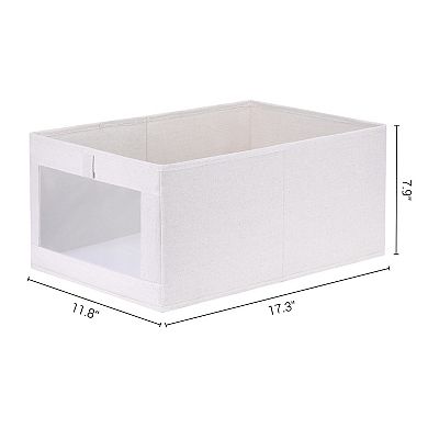 Fabric Storage Bin for Shelves Closet, 1 Pcs Collapsible Storage Basket Beige 17"x 12"x 8"
