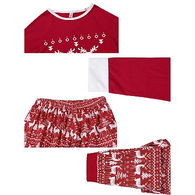 Deer Print Long Sleeve Tee with Pants Loungewear Holiday Pajama Sets for Men