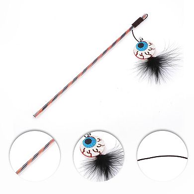 1 Pcs Convenient Eyes Pattern Cat Playing Rod for Indoor Blue