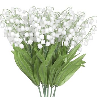 10 pc Artificial Flowers, Fake Bell Orchid Wedding Flower Bouquet for Party Home Garden Decoration