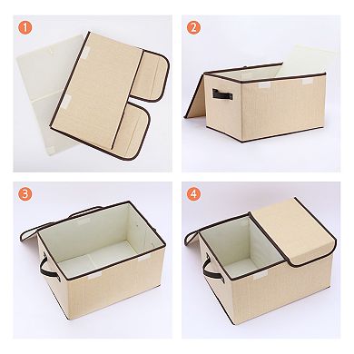 Storage Bin Cube with Handle and Lid, Collapsible Storage Basket for Shelves Closet Organizing