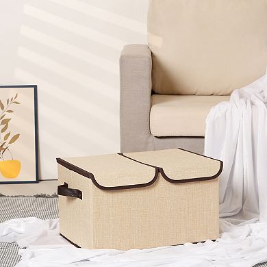 Storage Bin Cube with Handle and Lid, Collapsible Storage Basket for Shelves Closet Organizing