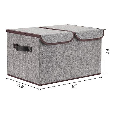 Storage Bin Cube with Handle and Lid, Collapsible Storage Basket for Shelves Closet Organizing