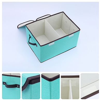 Storage Bin Cube with Handle and Lid, Collapsible Storage Basket for Shelves Closet Organizing