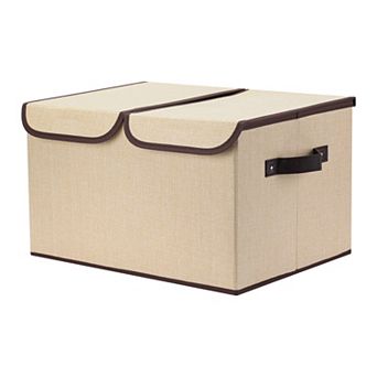 Storage Bin Cube with Handle and Lid, Collapsible Storage Basket for Shelves Closet Organizing