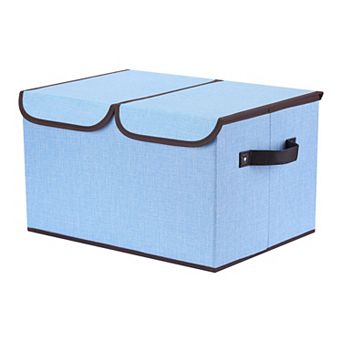 Storage Bin Cube with Handle and Lid, Collapsible Storage Basket for Shelves Closet Organizing