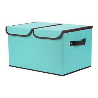 Storage Bin Cube with Handle and Lid, Collapsible Storage Basket for Shelves Closet Organizing