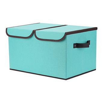 Storage Bin Cube with Handle and Lid, Collapsible Storage Basket for Shelves Closet Organizing