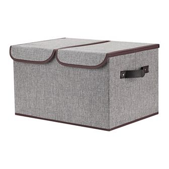 Storage Bin Cube with Handle and Lid, Collapsible Storage Basket for Shelves Closet Organizing