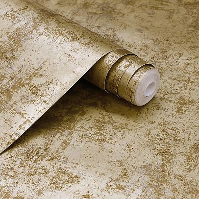Tempaper Distressed Metallic Gold Leaf Peel and Stick Wallpaper