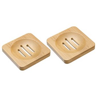 Wooden Soap Dish, 4Pack Soap Saver Tray Self Draining Soap Holder for Kitchen Sink