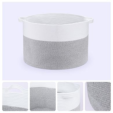 Woven Storage Bin, Shelf Closet Storage Basket for Blankets, Clothes, Organizer Bin with Handles