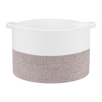 Woven Storage Bin, Shelf Closet Storage Basket for Blankets, Clothes, Organizer Bin with Handles