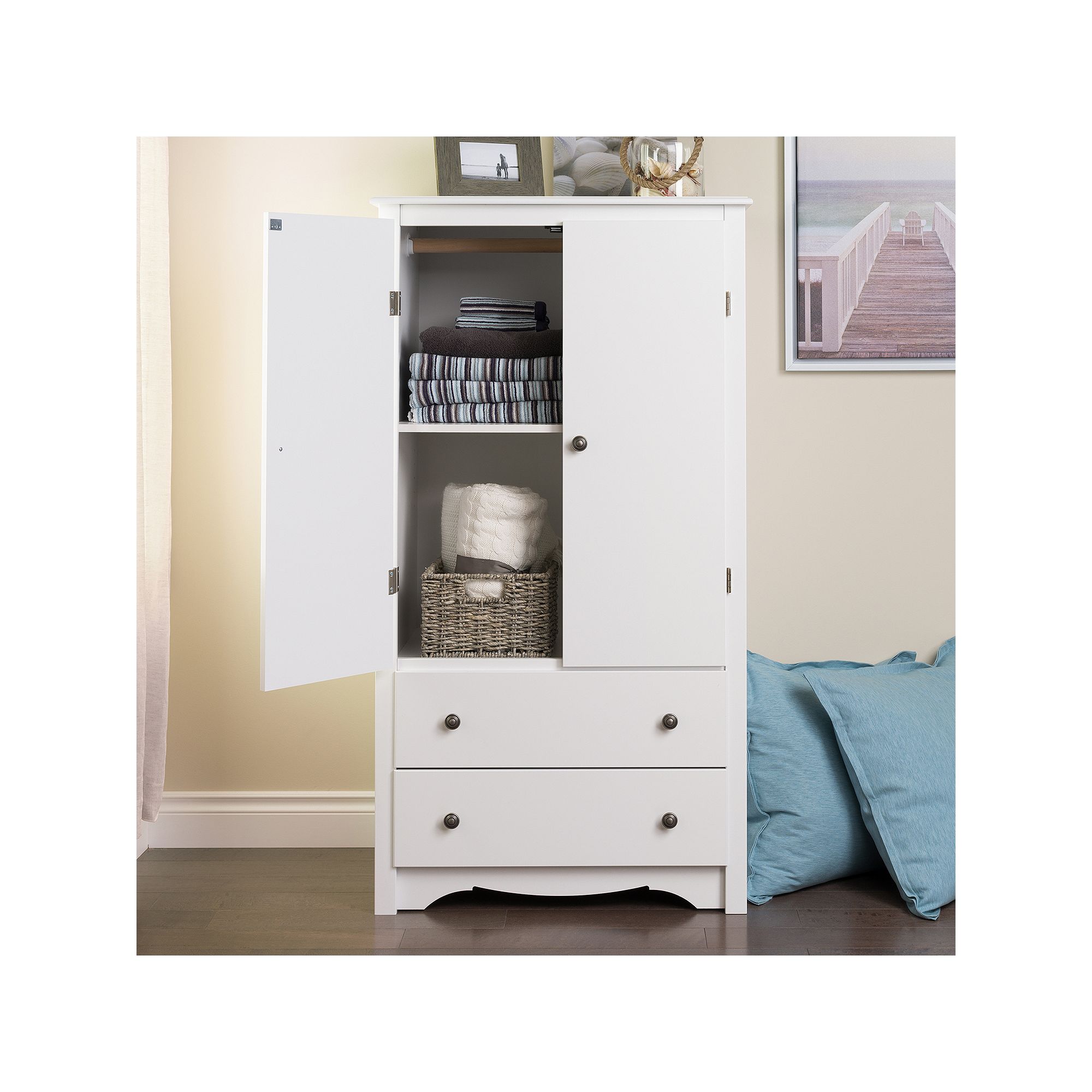 Prepac Monterey 2-Drawer Armoire, White