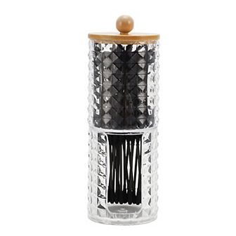 Upper and Lower Combination Acrylic Wood Cotton Swab Jar Clear Wood Color