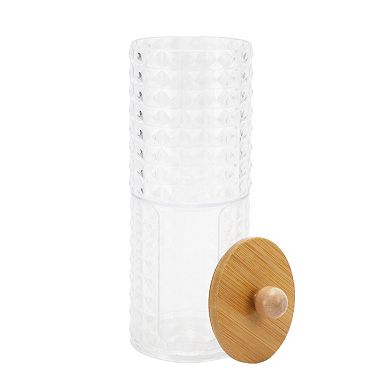 Upper and Lower Combination Acrylic Wood Cotton Swab Jar Clear Wood Color