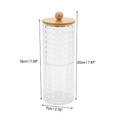 Upper and Lower Combination Acrylic Wood Cotton Swab Jar Clear Wood Color