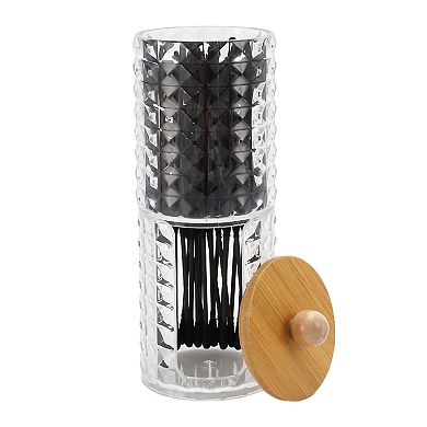 Upper and Lower Combination Acrylic Wood Cotton Swab Jar Clear Wood Color