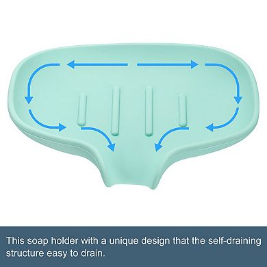 Soap Dish with Drain Tray, Silicone Self Draining Waterfall Soap Saver Holder 2 Pack
