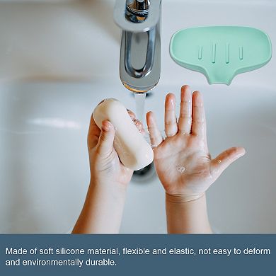 Soap Dish with Drain Tray, Silicone Self Draining Waterfall Soap Saver Holder 2 Pack
