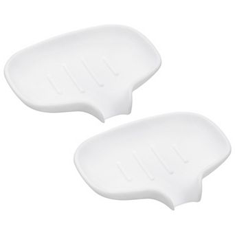 Soap Dish with Drain Tray, Silicone Self Draining Waterfall Soap Saver Holder 2 Pack
